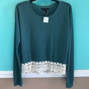 Lightweight Lace trimmed Sweater, Large